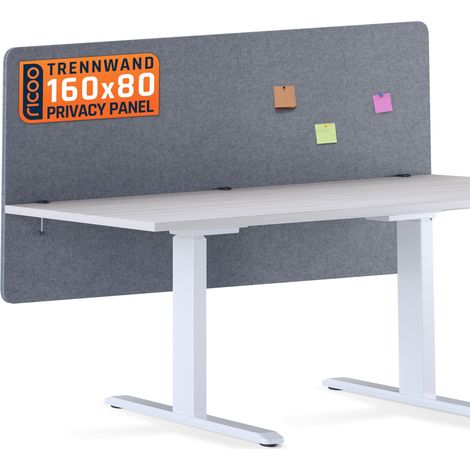 Cloison acoustique pour bureau 160 x 80 x 2,3 cm ZAP1680-G Feutre Gris Home-Office Tableau d'affichage Protection du son et de la (1/5)