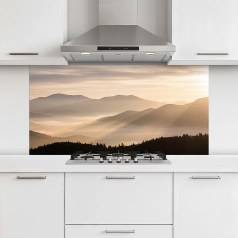 CRÉDENCE CUISINE Montagnes - Brouillard - Rayons de soleil 120x60 cm (1/5)
