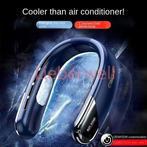 Mini ventilateur tour de cou portable 10 000 mAh, silencieux, rechargeable par USB, 3 vitesses, silencieux, électrique, jaune