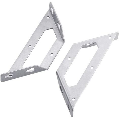 Lot de 2 équerres d'angle trapézoïdales en acier inoxydable multi-usages pour chaise en bois, bibliothèque, planche, meubles de fenêtre (1/5)