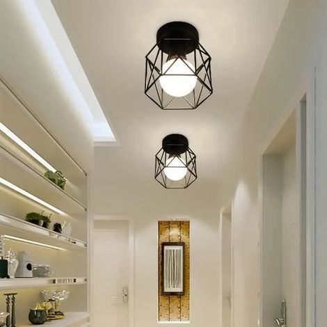ss-33-Plafonnier Industrielle Cage Carré en Métal Fer Retro Lustre suspension luminaire pour couloir,entrée,allée, porche, 1PCS (1/3)