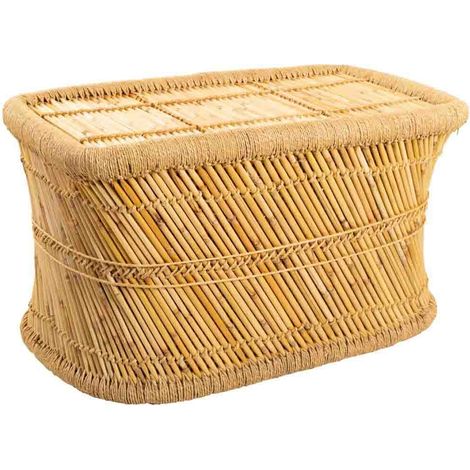 Mesa auxiliar de bambú marrón 79x48x45
