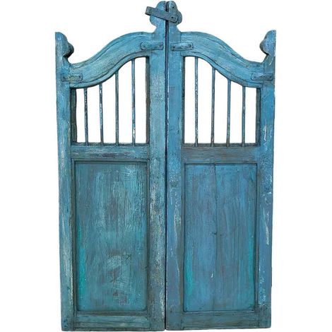 Puerta de madera acabado artesanal azul 80x3x103h cm