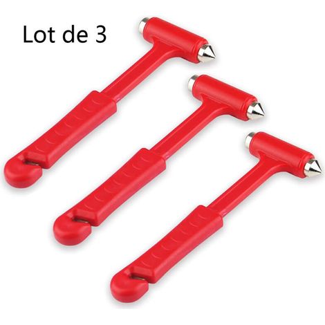 Lot de 3 Marteau Casse-Verre Voiture 2 en 1, Coupe-Ceinture de Sécurité d'Urgence, Outil de Sauvetage pour Tout Type de Véhicule (1/5)