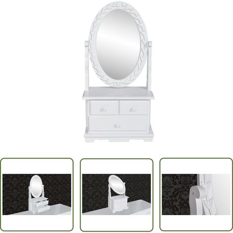 INLIFE Coiffeuse avec miroir pivotant ovale MDF (1/5)