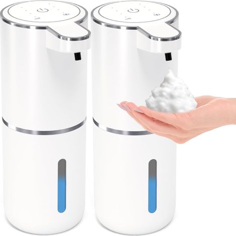 Lot de 2 distributeurs automatiques de savon moussant,distributeur de savon moussant sans contact, 362,9 g (environ),convient aux tout-petits (blanc) (1/5)