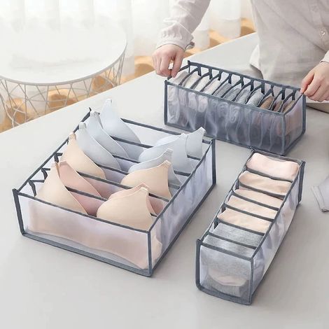 Organizer per cassetti per biancheria intima da 12 pezzi, scatola portaoggetti pieghevole, organizer per cassetti di grande capacità per biancheria intima, calzini, reggiseni, Superma, bianco (1/4)