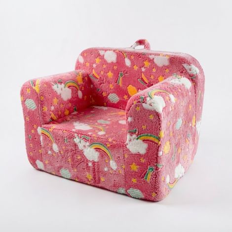 ELVMI Poltroncina per Bambini con Braccioli, Motivo Luminoso dopo Esposizione alla Luce, in Tessuto e Spugna, Rosa (1/5)