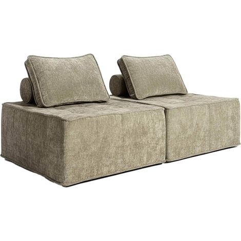 Lot de 2 fauteuils en tissu pour canapé modulable avec coussin taupe - Tiby