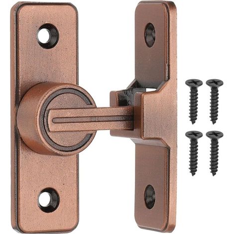 Verrou de porte de grange, loquet à bascule à 90 degrés - convient pour le jardin, l'extérieur, le garage (cuivre), 1 jeu (1/5)