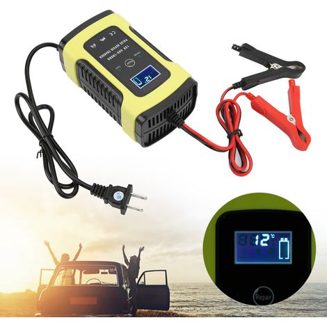 Chargeur de batterie 12 V pour moto et voiture, 5 A, chargeur intelligent et réparable pour batteries au plomb-acide (large plage de tension : 100-240 V), norme américaine (1/5)
