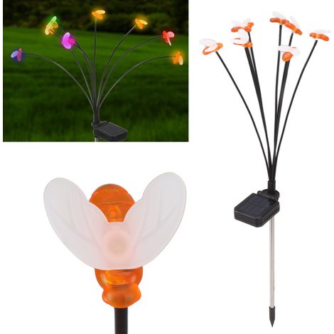 Solar-Stehlampe, Bienen-Stehlampe, dekorative Gartenlampe, Stehlampe mit Windeffekt, dekorative Außenlampe, wasserdichte Solarlampe, Dekoration für Garten, Rasen, Hochzeit, Weihnachten, 8-köpfige Bien (1/5)