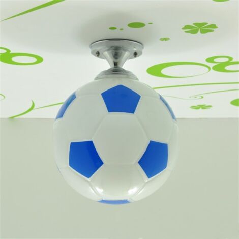Plafonnier pour chambre d'enfant, verre bleu, motif football, lampe de plafond pour chambre d'enfant, salle de jeux, balcon, couloir, salle à manger