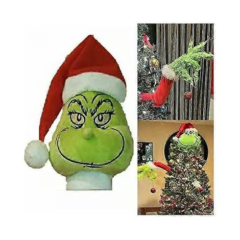 Ensemble de décorations de sapin de Noël Grinch en fourrure avec bras et pieds, vert (1/2)