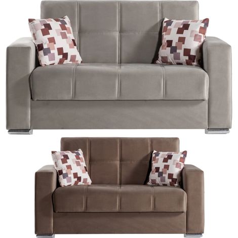 Divano 2 Posti Con Cassettone 2 Cuscini Braccioli ALBA CM. 158x85x92 (1/4)