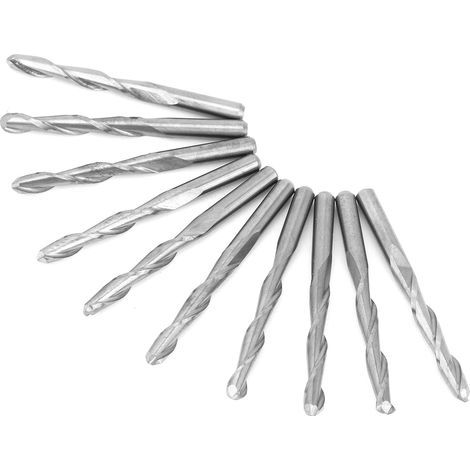 Fraises CNC, Mèches CNC 2 Cannelures Mèche de Routeur en Spirale 10 Pièces pour Fraise en Bout CNC en Bois Fraise en Tungstène 3.175 22mm (1/4)