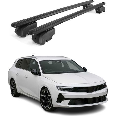 OMAC Aluminium Dachträger Querträger für Opel Astra L Sports Tourer 2021-2026 – City Crash – ISO/PAS 11154:2006 – Abschließbar – Max. 75 kg – 2 Stangen Schwarz (1/5)