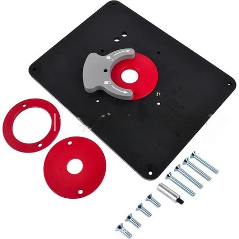 Ensemble de plaques d'insertion pré-percées pour tables de toupie - Montage facile - Texture métallique adaptée pour améliorer la stabilité de la table de toupie (1/4)