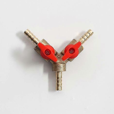 Raccord de tuyau en laiton avec vanne à bille en Y de 6 mm/25 pouces, répartiteur 3 voies, adaptateur pour conduites d'huile, de carburant et d'eau. (1/4)