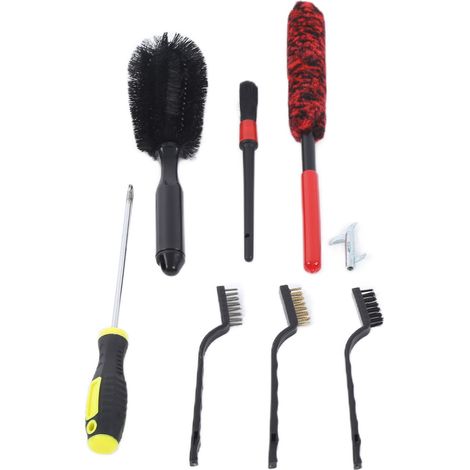 Jeu de 8 brosses de nettoyage pour jantes auto, outil de détail pneu en laine synthétique, universel pour extérieur intérieur tableau de bord siège vitre (1/5)