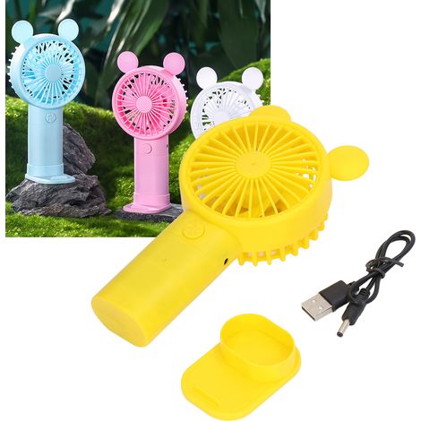 Mini-Elektroventilator, dualer USB- und Batteriebetrieb, tragbar oder für den Schreibtisch geeignet, gelb. (1/5)