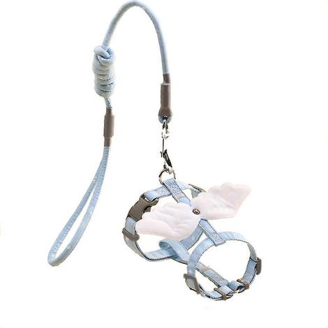 Sangle de poitrine en forme de I pour petit chien - Corde de traction réglable pour chat - Bleu - Taille S (1/5)