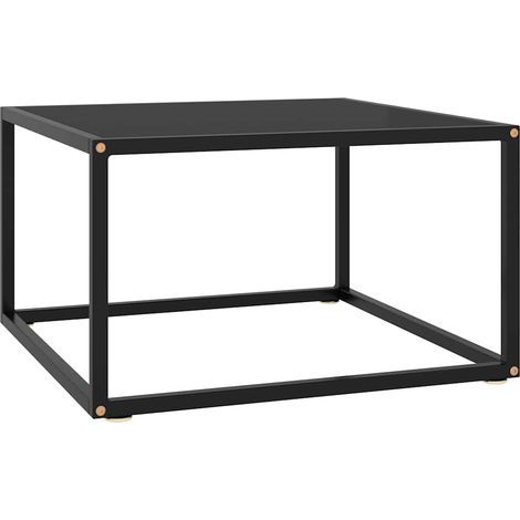 Table basse noire avec plateau en verre noir, 60 x 60 x 35 cm (1/5)
