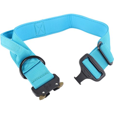 Verstellbares und bequemes Hundehalsband aus Polyester mit Schnalle und Griff aus einer Legierung, für große Hunde, hellblau, Größe L (3,8 x 43-55 cm / 1,5 x 16,93-21,65 Zoll). (1/5)