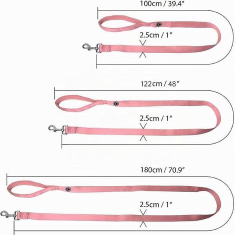 Laisse Chien avec Poignée Souple (Rose, 100cm (1m)) (1/4)