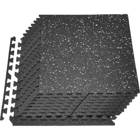 VEVOR Esterilla Puzzle 12 Piezas de 610 x 610 x 10 mm, Suelo Gimnasio de Goma EVA, Colchoneta de Ejercicios con Puntos Blancos Alta Densidad Antiruido Antideslizante Antigolpe para Casa, Equipo Pesado (1/5)