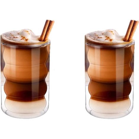 Verre À Latte Macchiato - Double Paroi En Verre Borosilicaté - 350 Ml - Usage Café Thé Dessert - 2 Pièces (1/5)