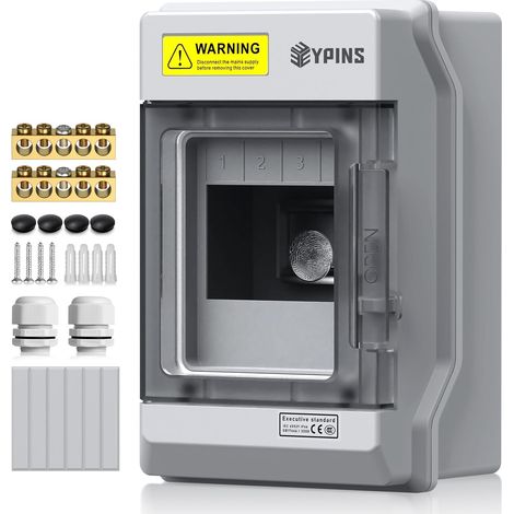 Coffret Électrique 4 Modules IP65 Extérieur Intérieur avec 2 Presse-étoupes M25,2 Barres de Cuivre,Kit de Fixationpour Maison,Garage(12.2x9.8x19 cm) (1/5)
