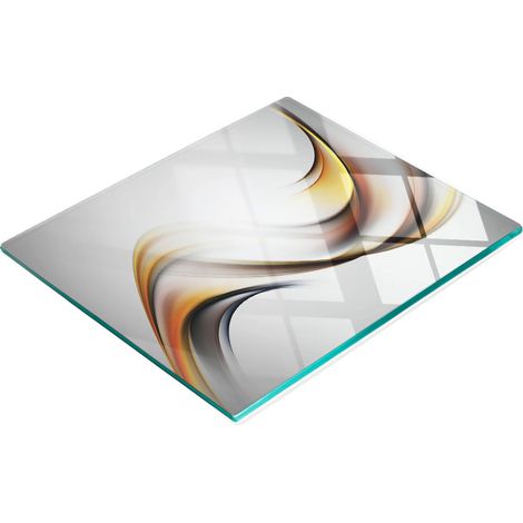 Elegante y resistente tabla de vidrio con estampado abstracto de olas de 60x52 cm. (1/5)