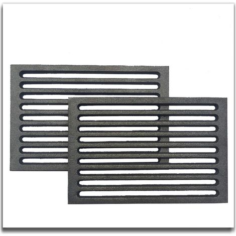 Coppia di griglie in ghisa cm 20x30x1 cm cod.L per camino stufa barbecue