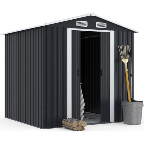 Gartenhaus 3,7M² grau aus verzinktem Stahl mit Basis (1/5)