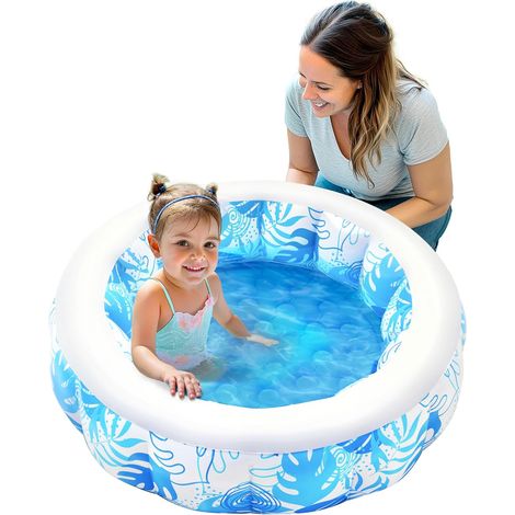 Rond Piscine Gonflable pour Enfants, 81 x 81 x 22 cm, pour Enfants et Tout-Petits, Piscine Gonflable Bebe avec balles pour bébés, Jeux Aquatiques Portables d'intérieur et d'extérieur (Bleu)
