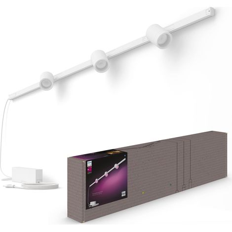 Philips Hue Perifo Illuminazione a Binario per Montaggio a Parete (Bianco) Luce Bianco e colorata - Set base, incl. 3 Faretti - White and Color Ambiance (1/5)