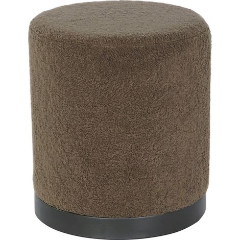 Tabouret douceur borreguito marron et bois élégant - Marron borreguito doux et base noire (1/3)