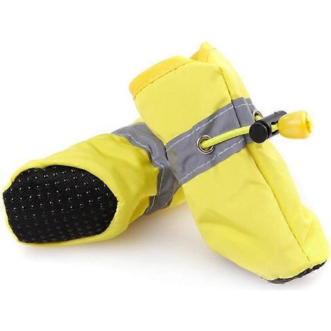 Protège-pattes pour chien, chaussures d'hiver antidérapantes avec bande réfléchissante, convient aux chiens de petite, moyenne et grande taille, lot de 4, jaune (1/5)