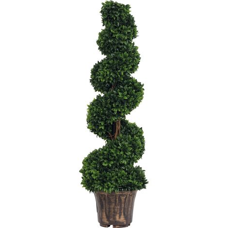 Buis artificiel spiralé de 120 cm, plante d'intérieur et d'extérieur avec pot inclus, fausse plante pour la maison, le bureau, le salon, la décoration de jardin, vert (1/5)