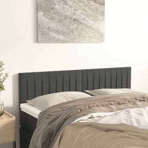 vidaXL Cabeceros terciopelo gris oscuro 144x5x78/88 cm (1/5)