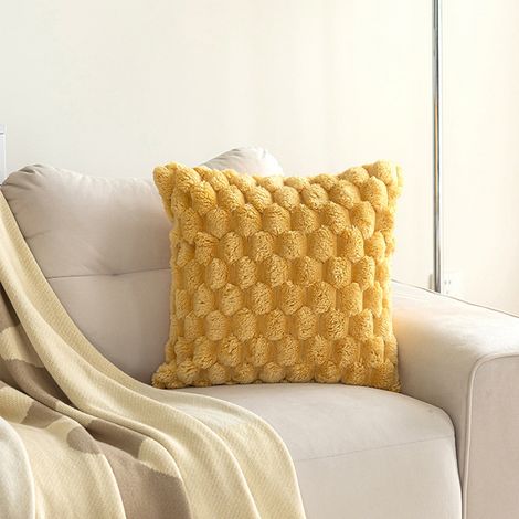 Lntyq Lot de 2 housses de coussin jaunes - 45 x 45 cm - Texture ananas bleu sarcelle - Décoration d'intérieur - Convient pour salon, canapé, chambre à coucher (1/5)
