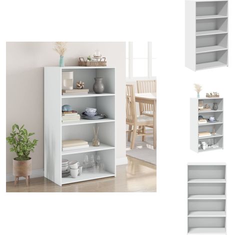 Buffet haut blanc 70x41x124 cm bois d'ingénierie - Buffet Design Intemporel - Meuble Rangement Blanc - Commode Cuisine - Meuble Salon - Buffet Contemporain (1/5)