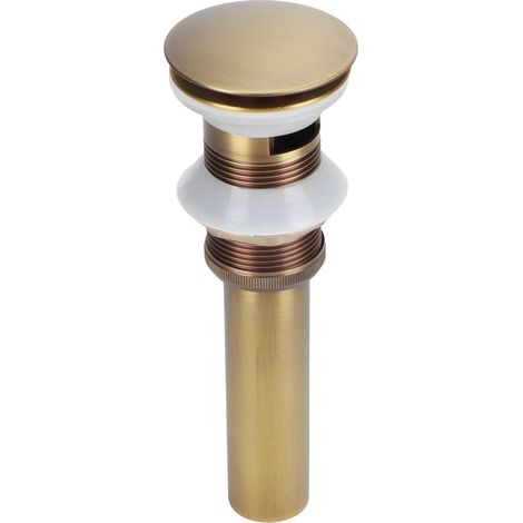 Bouchon de vidange en laiton à clapet pour lavabo de salle de bain, sans trop-plein, accessoire antique, grand modèle à clapet avec trou (1/5)