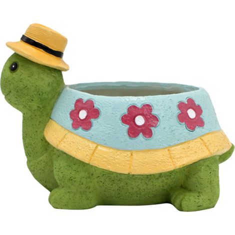 Maceta decorativa de resina con forma de tortuga, adorable y decorativa para patios y jardines. Ideal para suculentas.