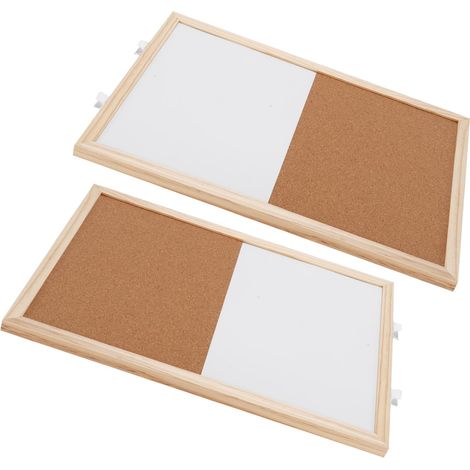 Lot de 2 panneaux combinés liège affichage et tableau blanc aimanté effaçable école bureau maison 30x40cm (1/5)