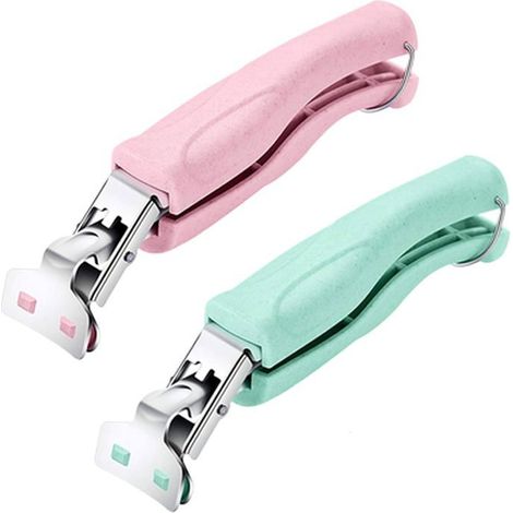 2 pinces anti-brûlure en acier inoxydable, poignée ergonomique en PP paille de blé, joint silicone, pour bols et assiettes chaudes en cuisine (1/5)
