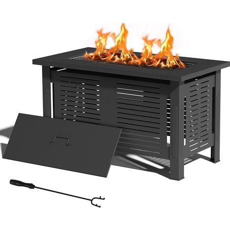 YODOLLA Brasero Extérieur 3 en 1 - Barbecue avec Grille Table à Feu Brasero Métal Table de Jardin (108 x 58 x 63 cm) (1/5)