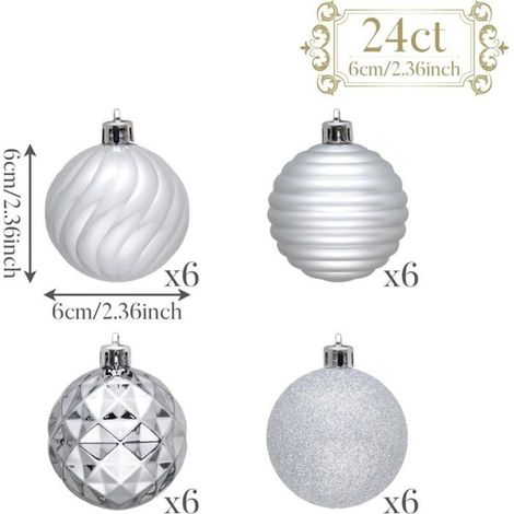 Boule de Noël, petite boule à suspendre pour Halloween, boule acrylique, décoration à suspendre argentée de 6 cm (1/4)