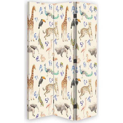 Paravento bilaterale 360, Lettere e animali - 110x170 (1/5)